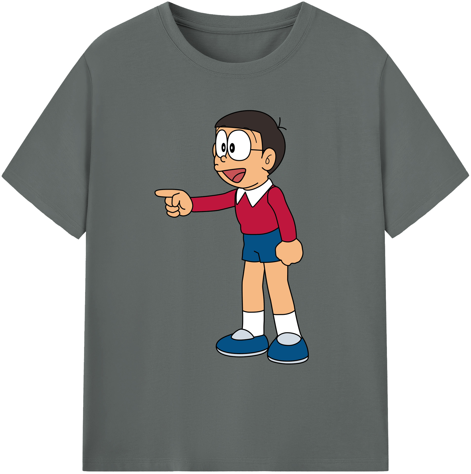 （画像用） ドラえもん 野比 のび太 Doraemon Nobita Nobi 綿100％ メンズ半袖Tシャツ｜肌触りやわらか＆通気性
